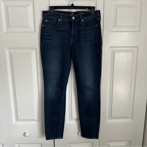 7 For All Mankind Jeans Womens 29 Blue Ankle Gwenevere Skinny Stretch Denim - Picture 2 of 9
